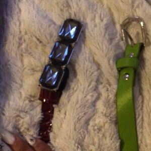 A green and another snake belt with rhinestones y2k belt